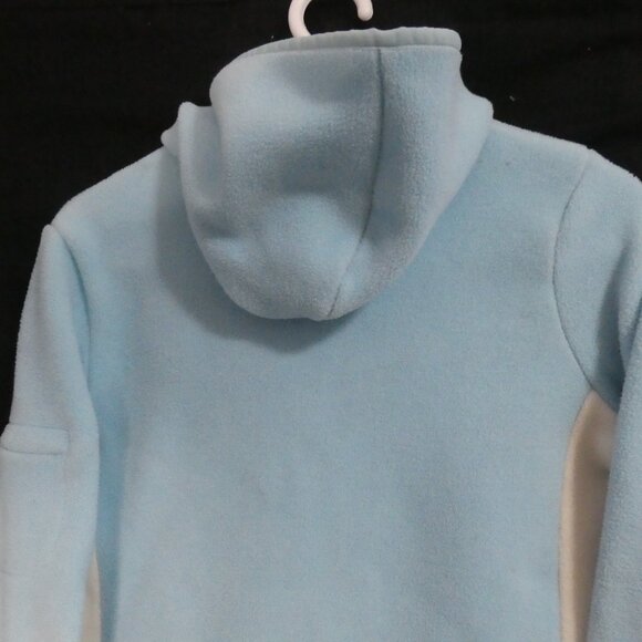 GAP | small | Light Blue Zip-Up Fleece Hoodie | White Side Panels | Zip Pockets - Picture 11 of 15
